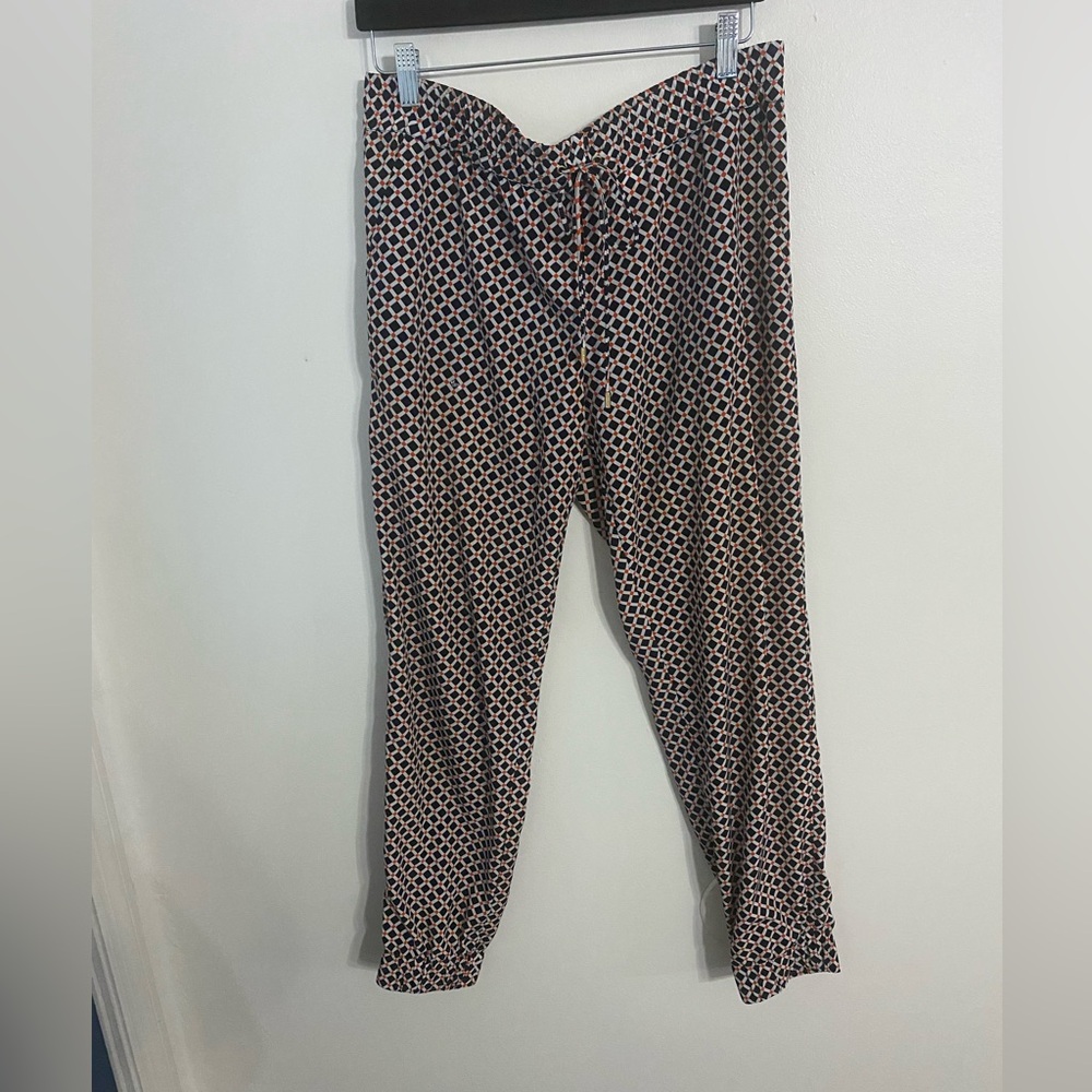 Michael Kors silky joggers size 8 Diamond pattern - Navy/ orange and white